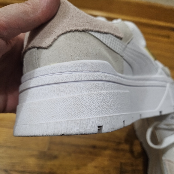 Puma White Tan Mayze Stacked Platform Lace Up Sneakers Shoes Size 8.5 - Picture 15 of 16